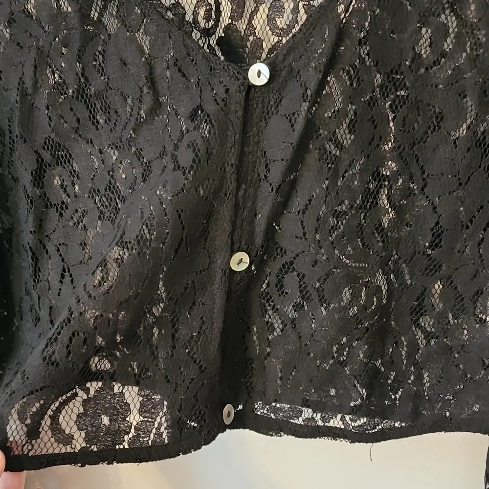Black Breathable Lace Cardigan - Picture 3 of 3